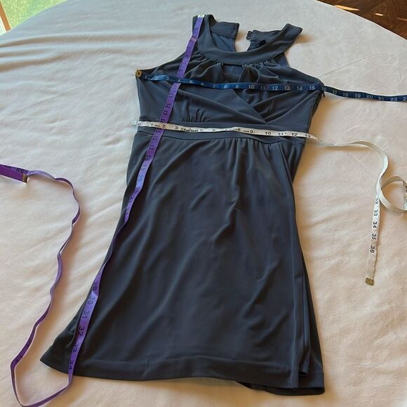 Banana Republic Dress Sz 4 Gray Cutout Scoop Neck Sleeveless Slimming Side Wrap - Picture 14 of 14